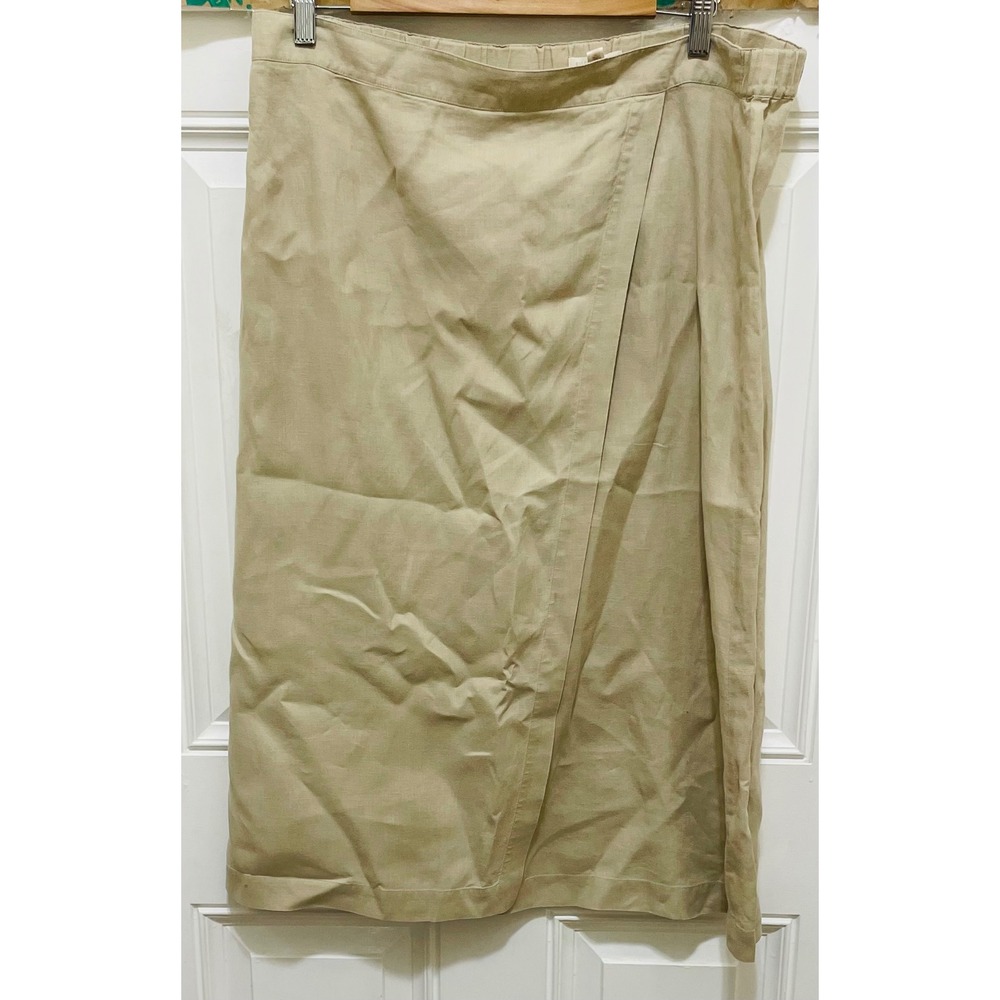 Eileen‎ Fisher Organic Linen Skirt - Beige Midi Skirt - Small